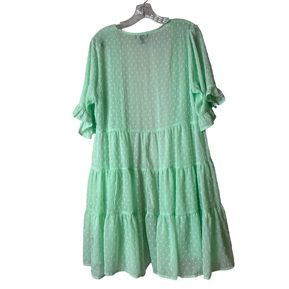 Torrid womens Clip Dot Ruffle Kimono - Green size L/12 - Picture 7 of 8